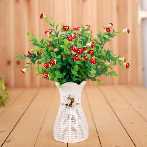1 pcs Mini Fruit mushrooms tree Artificial Green leaves bouquet fake flowers Home decoration Wedding Decoration flower