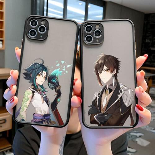 Fashion Cartoon Cute Genshin Impact silicone Phone Case Cover For iPhone 11 Pro Max 12 Pro Max 12 mini XR XS Hard PC Back Cover