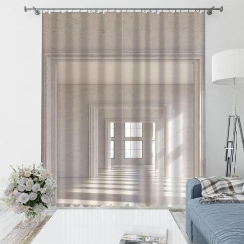 New solid Geometric curtain Bedroom living room windproof thickening blackout fabric 3d curtains