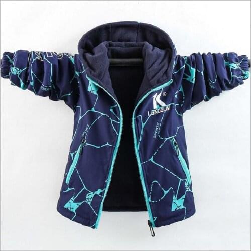 Autumn Children Outwear Boys Plush Coat Sport Thicken Warm Hooded Double-sided Windbreakers WindProof Jacket For Kids Clohtes