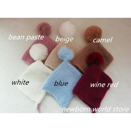 Newborn photography props hat,Wool ball knitted hat