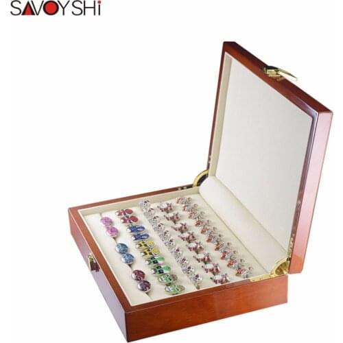 Luxury Antique Square Wood Ring Earring Cufflink Jewelry Display Box Case Storage Organizer Gift Box
