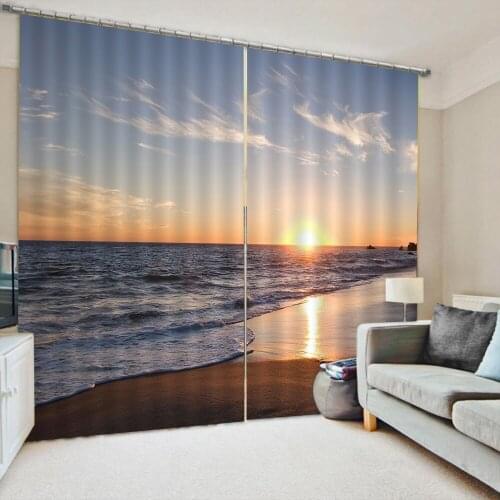 Luxury Blackout 3D Window Curtains For Living Room Bedroom Sunset seaside curtains soundproof windproof curtains