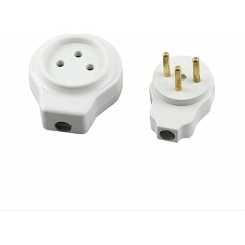 White 16A Israel male female assembly wiring power plug socket Pakistan european 3pins triprong docking connector plug Type H