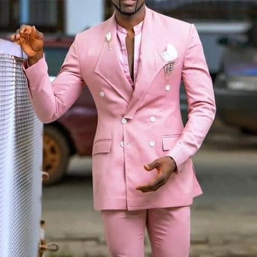 Pink Mans Suits For Wedding Groom Tuxedos Groomsman Suits Dinner Suits Prom Dress Groom Wear Peaky Binders 2Pieces(Jacket+Pants)
