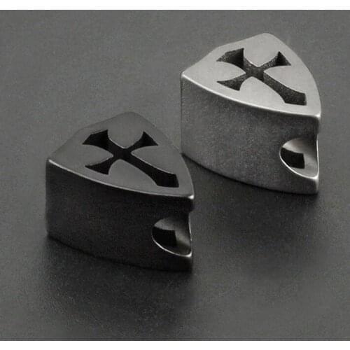 Titanium Alloy Cross Paracord Accessory For Keyring Black Brass Shield Knife Beads EDC DIY Paracord Beads