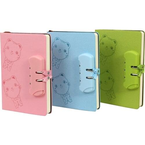 Hard Cover Secret Cartoon Creative Lock Diary Notepad Ruled Journal