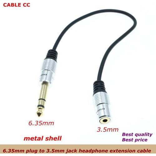 6.35mm Plug to 3.5mm Socket Headphone Extension Cable Metal Case Stereo 6.35 Revolution 3.5 Female Audio Adapter Cable