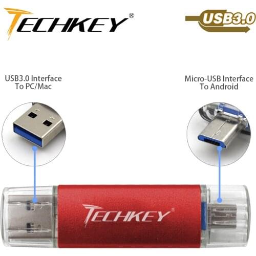 New TECHKEY OTG usb 3.0 32gb usb flash drive 3.0 64gb pen drive 16gb memoria cel usb stick pendrive gift for samsung mobile