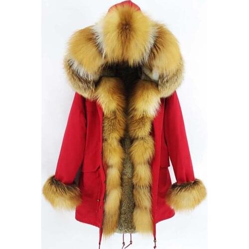 2020 Winter women Jacket Long Parka Real Rabbit Fur Liner Natural real Fox Fur Collar Hooded Thick Warm parka