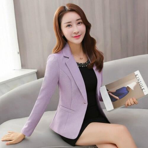 Elegant Blazers Spring New Womens Short Coats One Button Slim Waist Splice Suit Small Female Korean Suit Long-sleeved Tops Z576