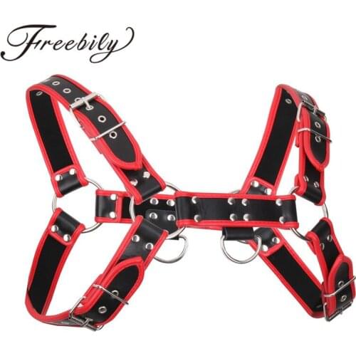 Harness Men Lingerie I-shaped Faux Leather Harness Men Body Chest Harness Bondage Costume bdsm Bondag with Buckles D-ring