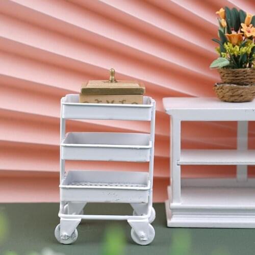 1:12 Dollhouse Mini Storage Trolley Pocket Mini Type Simulation Display Home Model Decor Trolley Metal Accessories Dollhous Z7I8