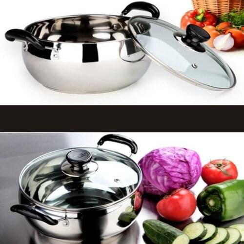 1PCS Stainless Steel Cooking Pot Stockpot Gas Induction Cooker Soup Pots Double Bottom Thickened Nonstick Pan
