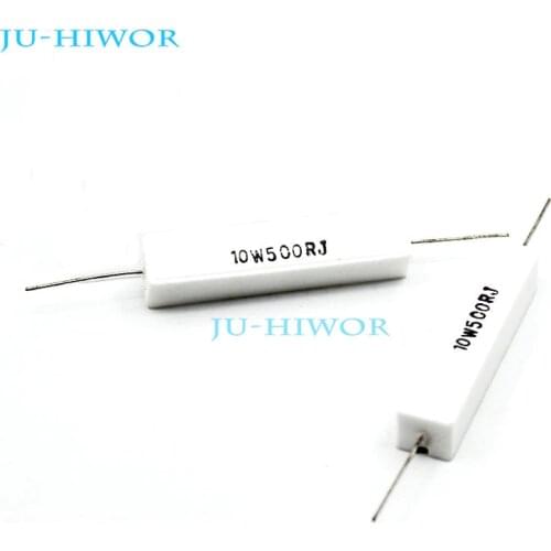 10pcs/lot) 10W 500 ohm Ceramic Cement Power Resistor 500 ohms High Frequency Ceramic Resistors