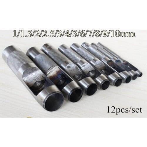 12pcs/set Leather Craft Hollow Leather hole Cutter round Punch Strap Belt Wallet Tools end punch tool free shipping 1~10mm