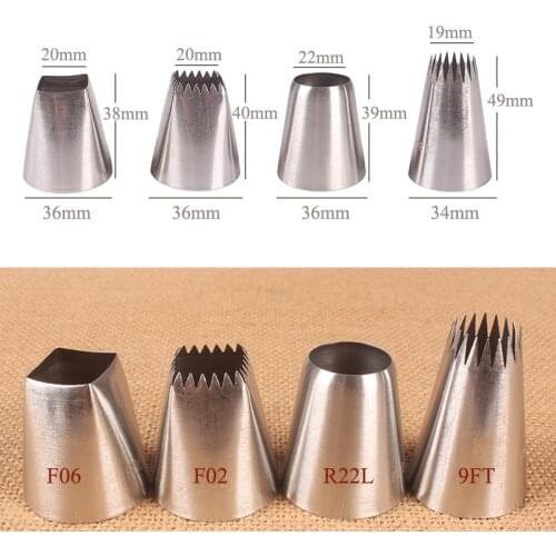 4Pcs/Set Silver 304 Stainless Steel Big Style Multi Purpose Fondant Decor Pastry Nozzle Cakes Decoration Set Kitchen Gadgets