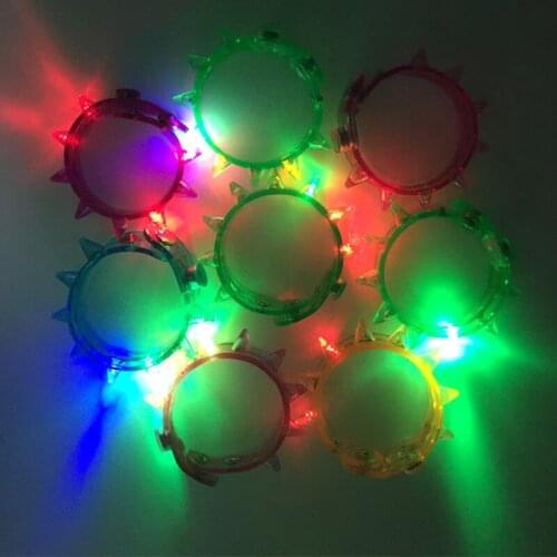 40pcs/lot Hot Sale Multi Color LED Flashing Rivet Punk Bracelet Ktv Nightclub Supplies Plastic LED Luminous Wrist Rivet Bracelet