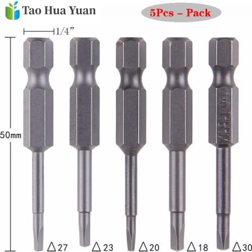 5Pcs/Set Anti Slip Magnetic Triangle Head Screwdriver Bit 1/4" S2 Steel Hex Shank Electric Power Tool Accessories 50mm Tool Set