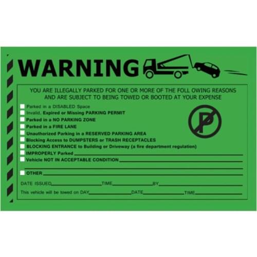 50 Sheet/Pack Parking Violation Stickers Notice (Pack of 50) Tow Warning You are Illegally Parked Multi Reasons