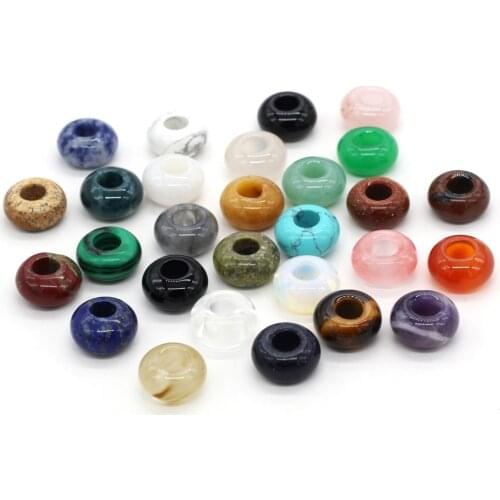 Natural Stone Rose Quartzs Amethysts Bead Abacus Shape Big Hole Loose Beads for Jewelry Making DIY Necklace Bracelet Size7x14mmm