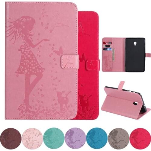 For Samsung Galaxy Tab T385 Cover 3D Emboss skirt Folding Folio Leather Flip wallet Shell Tab A 8.0" 2017 T380 Tablet Case Stand