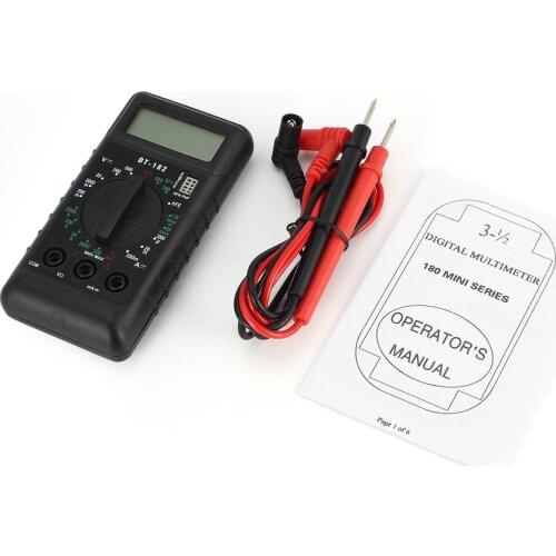 DT-182 Digital Mini Multimeter DC/AC Voltage Current Meter Handheld Pocket Voltmeter Ammeter Diode Triode Tester Multitester