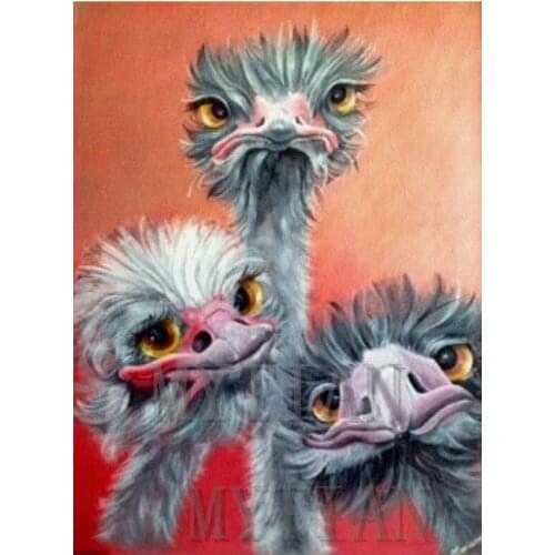 Diy diamond painting cartoon cute ostrich painting animal embroidery full square/round stones painting wall painting mosaic kit