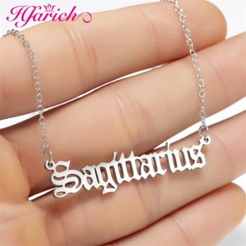 Hfarich Letter Constellation Necklace For Women Stainless Steel 12 Zodiac Necklaces Choker Alphabet Jewelry Bijoux Femme BFF