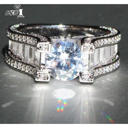 YaYI Fine Jewelry Fashion Princess Claw Set Cut White Cubic Zirconia Silver Color Engagement Wedding Party Leaves Gift Rings