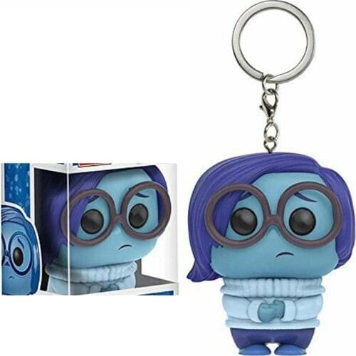 FUNKO POP Disney Pixar INSIDE OUT SANDNESS Pocket Pop Keychain Toy Action Toy Figures Keyring Doll Car Bag Key Chain Pendant Toy