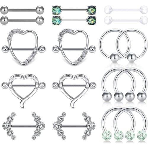 14g Nipple Rings Nipplerings Piercing Women Nipple Piercings Body Piercing Jewelry Stainless Steel Straight Nipple 14mm 16mm