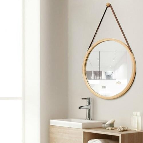 Round Wall Mirror Decorative Mirror with Hanging Strap bathroom makeup mirror Including Hook Home Decor WJ606
