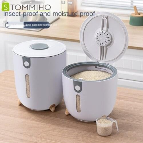 STOMMIHO Kitchen Storage Rice Bucket Moisture-proof Insect-proof Household Grain Storage Rice Box Plastic Airtight Rice Bucket