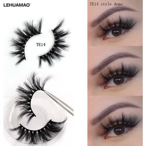 LEHUAMAO Mink Eyelashes 3D Mink Lashes Thick HandMade Natural Cruelty Free Mink Lashes Popular eyelashes Transparent round box