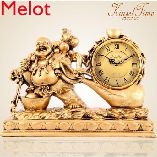 Maitreya God of Wealth Clock Living Room Boutique Desk Clock Antique Desk Clock Decoration Clock Quartz Clock