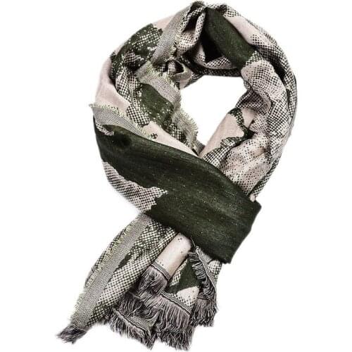 Fashion Snake Skin Flower Pattern Scarf Men Cool Fringe Cotton Viscose Scarf Casual Warm Long Shawl Winter Muffler 95x190cm