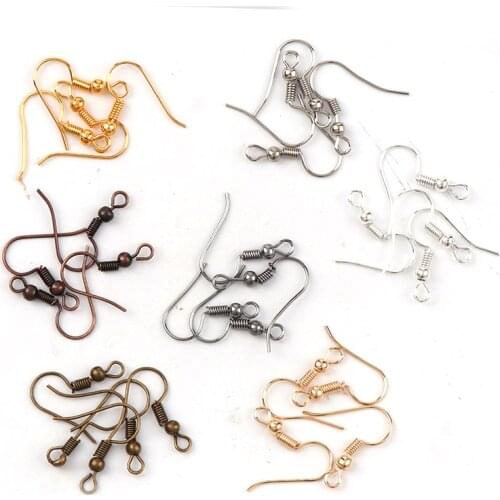 20x18mm Fashion Iron Ear Hook Wire Clasp With Bead Round Ball Charms Earring Hooks Wires DIY Earring Earstud Findings
