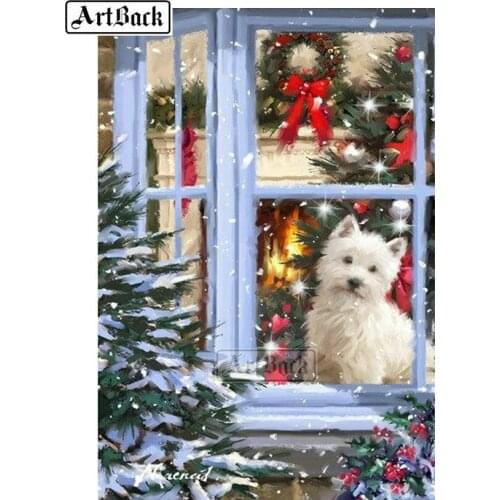 New 5d diy diamond painting christmas dog full square drill diamond embroidery 3d resin mosaic artwork ARD145