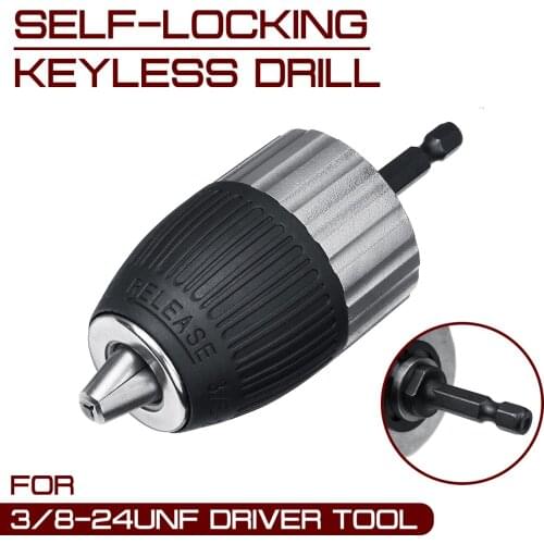 Electric Drill 1.5-13mm Chuck Self-locking Keyless 3/8-24UNF Driver Tool Accessories Keyless Adapter Impact Hex Shank