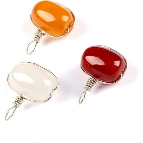 Natural Stone Yellow White Agate Carnelian Barrel shape Beads Wire Reiki Pendant Handmade for Necklace Men Women Jewelry
