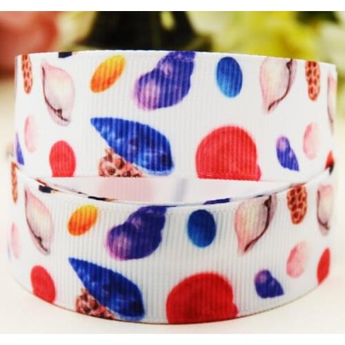 22mm 25mm 38mm 75mm Seashells cartoon printed Grosgrain Ribbon party decoration 10 Yards X-04484