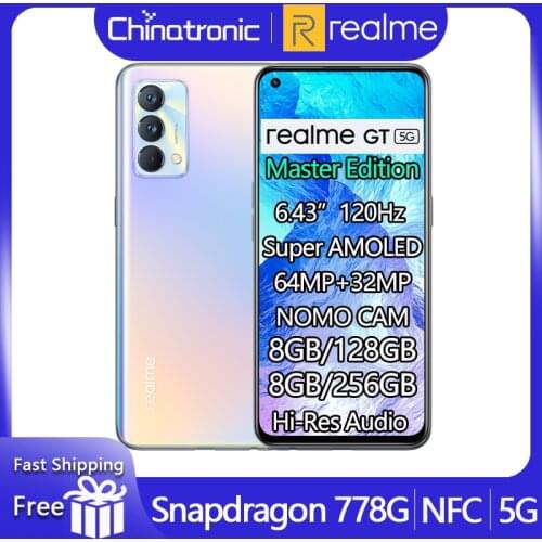 Realme GT Master Edition 128GB 5G Mobile Phone Snapdragon 778G 6.43"Super AMOLED 120Hz 65W charger 64MP 32MP NOMO CAM OTA NFC