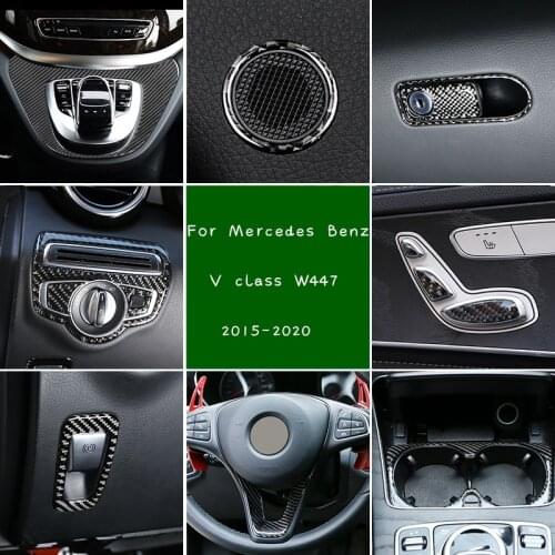 Real Carbon Fiber Interior Moulding Trim Door Panel Gear Shift Glass Lift For Mercedes Benz V Class W447 V250 V260 2015-2020