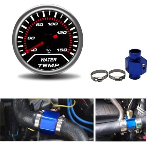 Water Temperature Gauge 40-150 Celsius 52MM Racing Gauge with 1/8NPT Water Temp Gauge Meter Sensor Hose Adapter 28MM 30MM