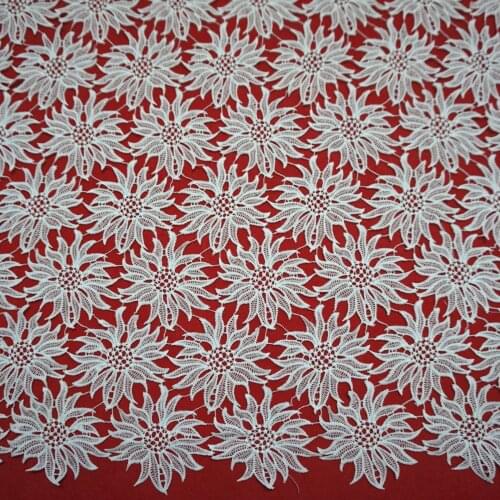 2 Yard/ Lot Embroidery fabric hollow water soluble lace elastic milk silk embroidery full of large flower three-dimensional geo