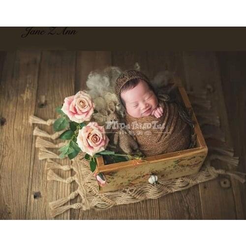 Bohemian style woven hemp rope cotton rope padding baby studio shooting newborn photography props about 40x36cm