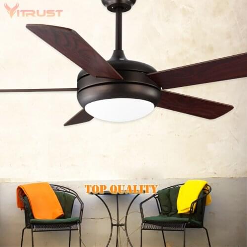 Modern indoor/Outdoor Ceiling Fan with Remote control and Solid Wood fan blade Oil Rubbed Bronze Damp Rated and LED Light Kit