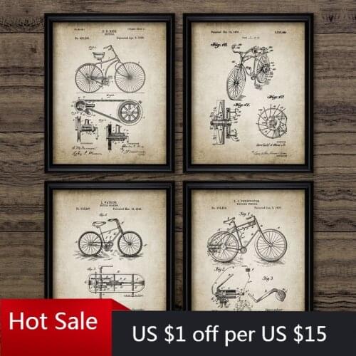 Vintage Poster Bicycle Patent Print Bicycle Design Wall Decor Art Canvas Painting Bicycle Invention Retro Pictures Home Room Dec