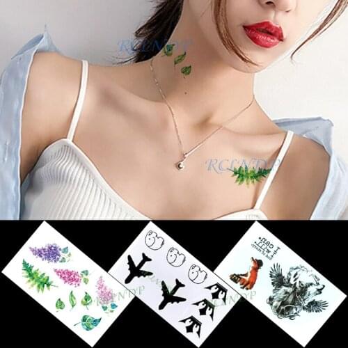 Waterproof Temporary Tattoo Sticker wolf flower leaf plane elephant small tatto flash tatoo fake tattoos for girl women men kid